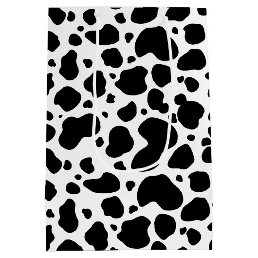 Cow Spots Pattern Black and White Animal Print Medium Cadeauzakje (Achterkant)