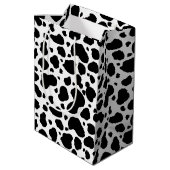 Cow Spots Pattern Black and White Animal Print Medium Cadeauzakje (Achterkant Gekanteld)