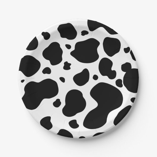 Cow Spots Pattern Black and White Animal Print Papieren Bordje (Voorkant)