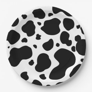 Cow Spots Pattern Black and White Animal Print Papieren Bordje