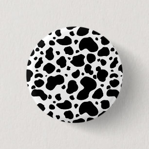 Cow Spots Pattern Black and White Animal Print Ronde Button 3,2 Cm