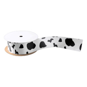 Cow Spots Pattern Black and White Animal Print Satijnen Lint