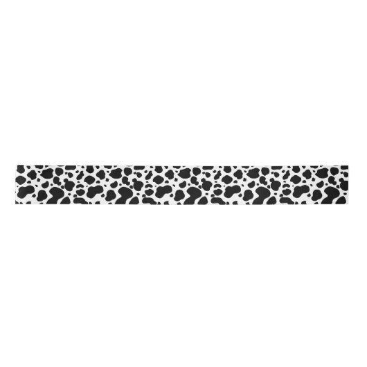 Cow Spots Pattern Black and White Animal Print Satijnen Lint (Voorkant)