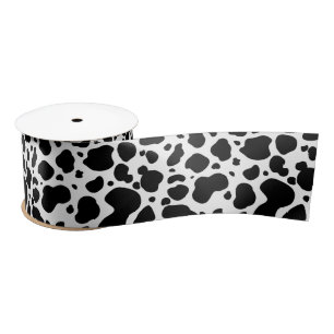 Cow Spots Pattern Black and White Animal Print Satijnen Lint