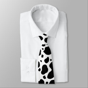 Cow Spots Pattern Black and White Animal Print Stropdas