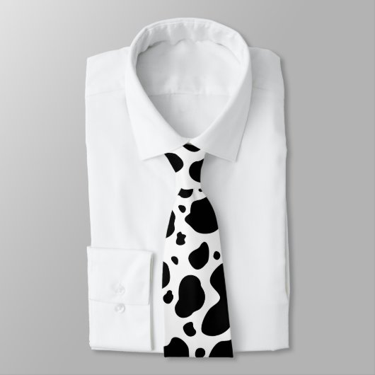 Cow Spots Pattern Black and White Animal Print Stropdas (Gebonden)