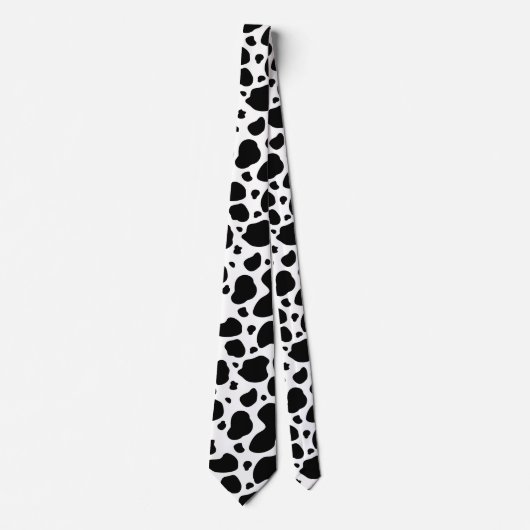 Cow Spots Pattern Black and White Animal Print Stropdas (Voorkant)