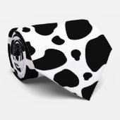 Cow Spots Pattern Black and White Animal Print Stropdas (Opgerold)