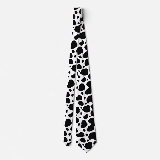 Cow Spots Pattern Black and White Animal Print Stropdas (Achterkant)