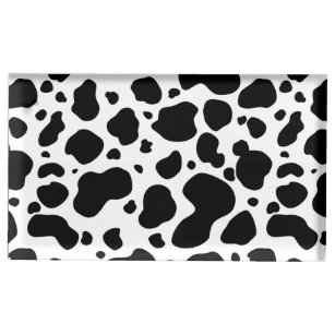Cow Spots Pattern Black and White Animal Print Tafelkaart Houder