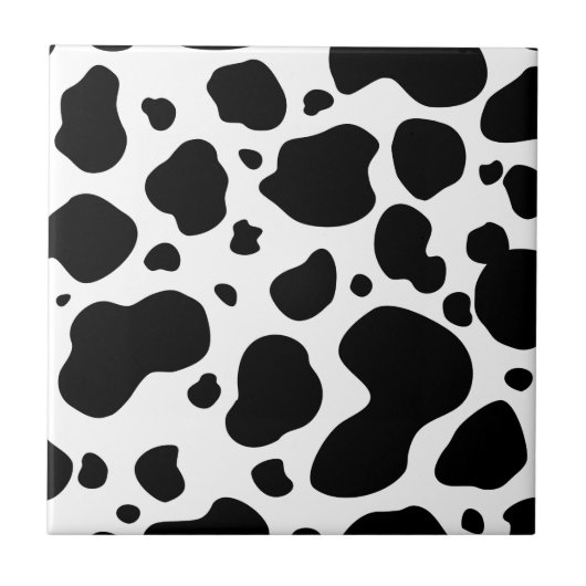 Cow Spots Pattern Black and White Animal Print Tegeltje (Voorkant)