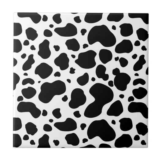Cow Spots Pattern Black and White Animal Print Tegeltje (Voorkant)