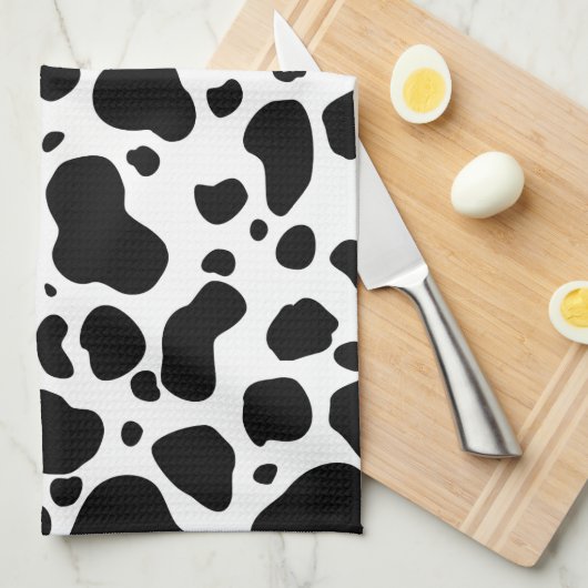 Cow Spots Pattern Black and White Animal Print Theedoek (Quarter Fold)
