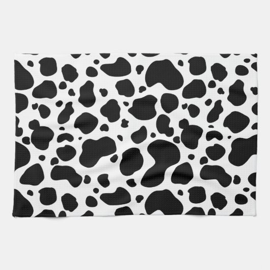 Cow Spots Pattern Black and White Animal Print Theedoek (Horizontaal)