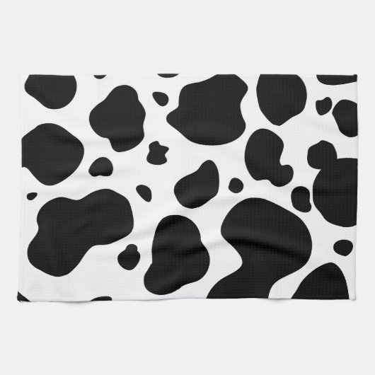 Cow Spots Pattern Black and White Animal Print Theedoek (Horizontaal)