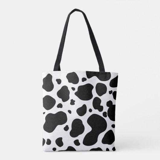 Cow Spots Pattern Black and White Animal Print Tote Bag (Achterkant)