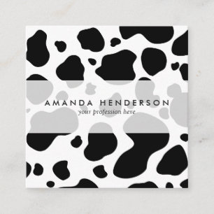 Cow Spots Pattern Black and White Animal Print Vierkante Visitekaartje