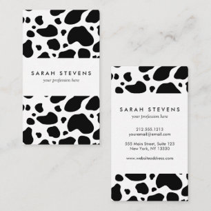 Cow Spots Pattern Black and White Animal Print Visitekaartje