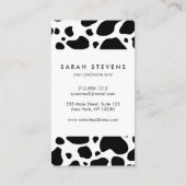 Cow Spots Pattern Black and White Animal Print Visitekaartje (Achterkant)