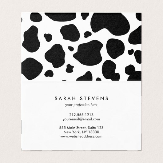 Cow Spots Pattern Black and White Animal Print Visitekaartje (Binnenkant ongevouwen)