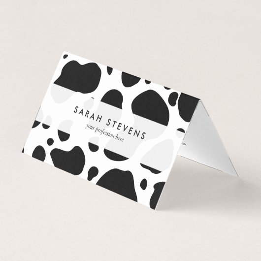 Cow Spots Pattern Black and White Animal Print Visitekaartje (Voorkant)