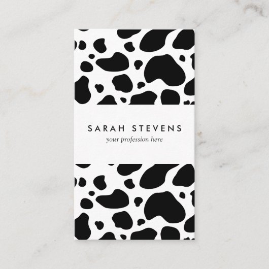 Cow Spots Pattern Black and White Animal Print Visitekaartje (Voorkant)