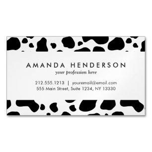Cow Spots Pattern Black and White Animal Print Visitekaartje Magneet