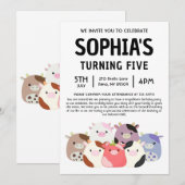 Cow Squishmallow Birthday Party Kaart (Voorkant / Achterkant)