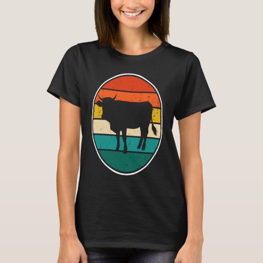 Cow Sunset Vintage T-shirt (Voorkant)