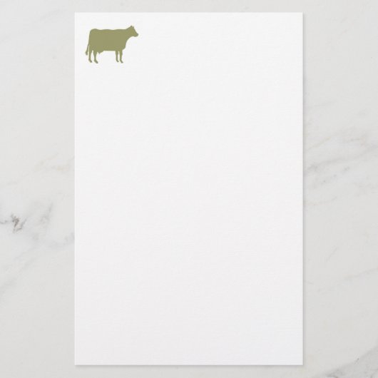Cow Symbool - Khaki op wit Briefpapier (Voorkant)