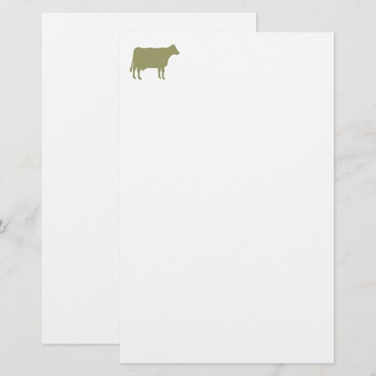 Cow Symbool - Khaki op wit Briefpapier (Voorkant / Achterkant)