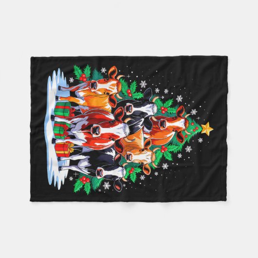 Cow Tree Christmas Cow Lover Xmas Squad Men Women  Fleece Deken (Voorkant (Horizontaal))