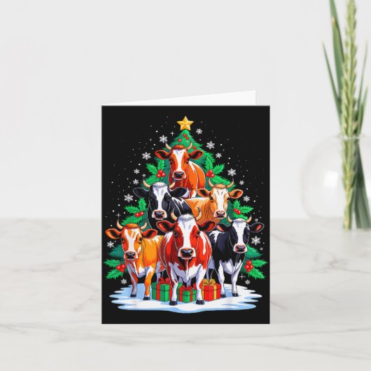 Cow Tree Christmas Cow Lover Xmas Squad Men Women  Kaart (Voorkant)