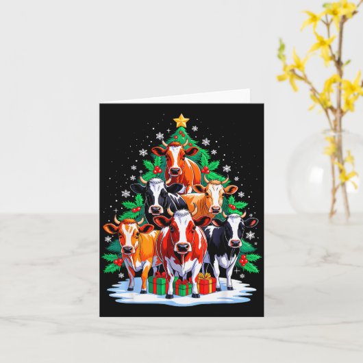 Cow Tree Christmas Cow Lover Xmas Squad Men Women  Kaart (Gele Bloem)