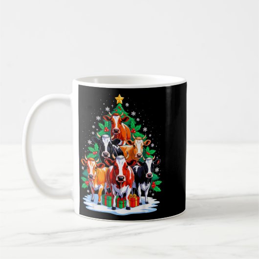 Cow Tree Christmas Cow Lover Xmas Squad Men Women  Koffiemok (Links)