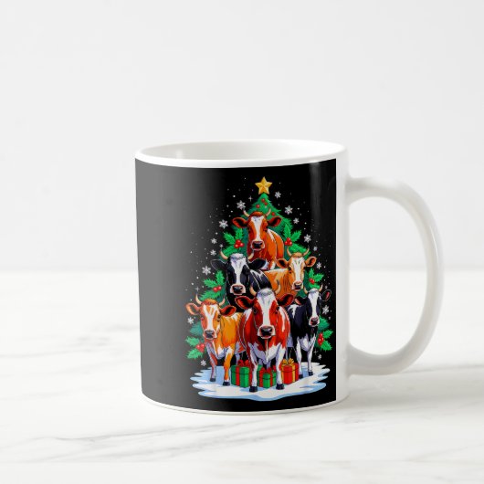 Cow Tree Christmas Cow Lover Xmas Squad Men Women  Koffiemok (Rechts)