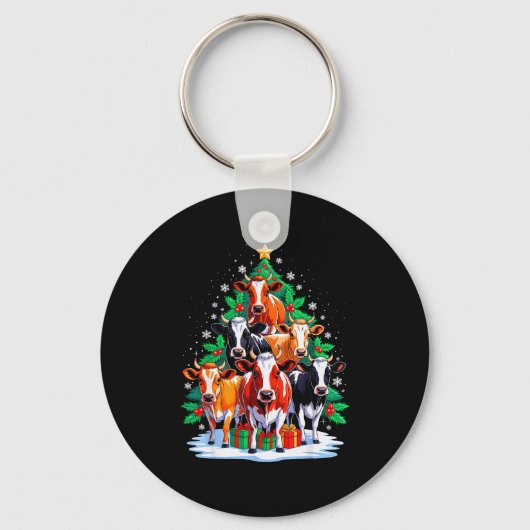 Cow Tree Christmas Cow Lover Xmas Squad Men Women  Sleutelhanger (Voorkant)