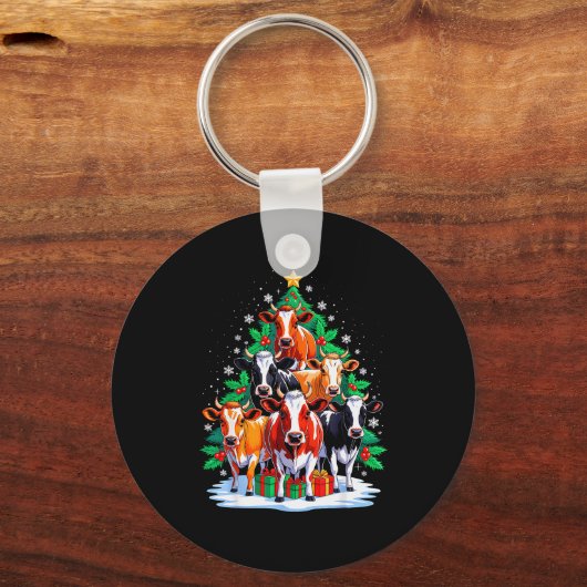 Cow Tree Christmas Cow Lover Xmas Squad Men Women  Sleutelhanger (Voorkant)