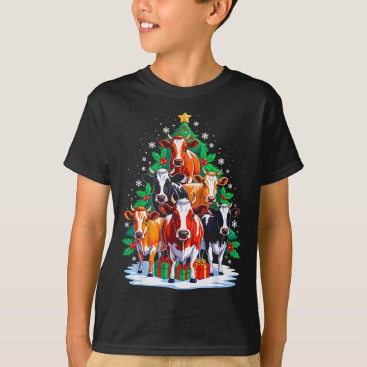Cow Tree Christmas Cow Lover Xmas Squad Men Women  T-shirt (Voorkant)