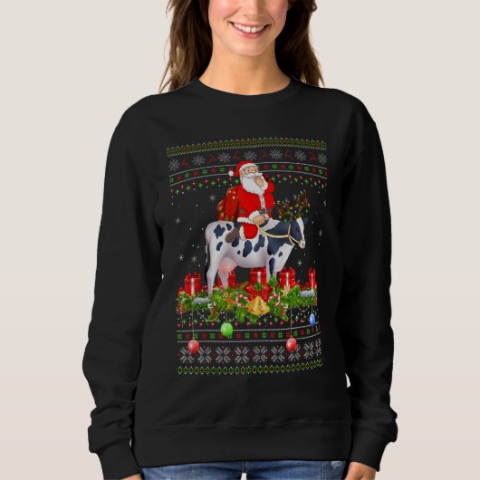 Cow   Ugly Santa Riding Cow Christmas Trui (Voorkant)