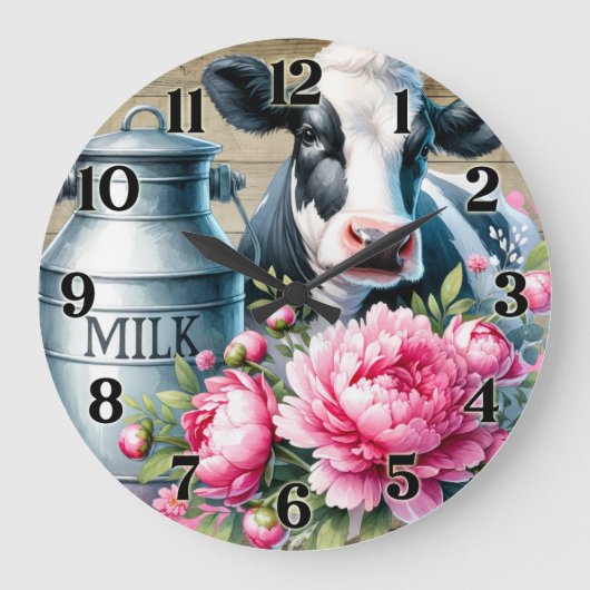 Cow Wall Clock Grote Klok (Voorkant)