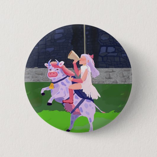 Cow warrior ronde button 5,7 cm (Voorkant)