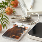 Cow with Flower Crown Keychain (2 sided) (Voorkant Rechts)