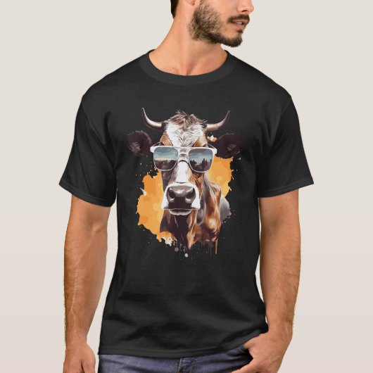 Cow With Sunglasses Farmer 1 T-shirt (Voorkant)