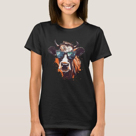 Cow With Sunglasses Farmer 4 T-shirt (Voorkant)