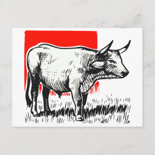 Cow Woodcut Briefkaart