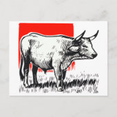 Cow Woodcut Briefkaart (Voorkant)