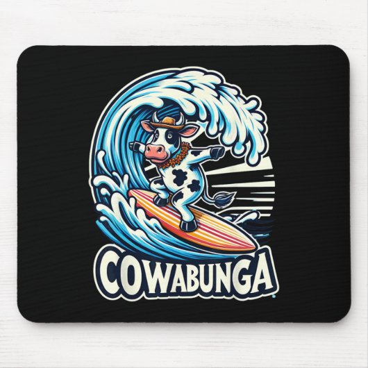 Cowabunga Beach Surfen Koe Surfen Surfplank Surfpl Muismat (Voorkant)