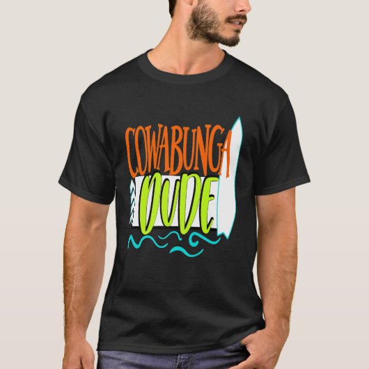 Cowabunga Dude Surf Grappige Zomer T-Shirt Jongens (Voorkant)