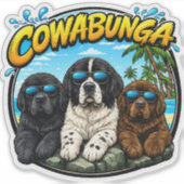 Cowabunga Newfies  Sticker (Voorkant)